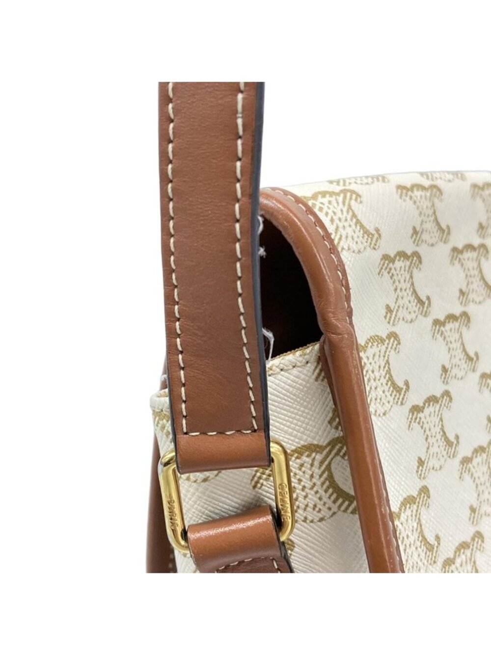 Celine Shoulder Bag Falco Midi Triomphe Canvas Ivory Beige Brown - Picture 10 of 15